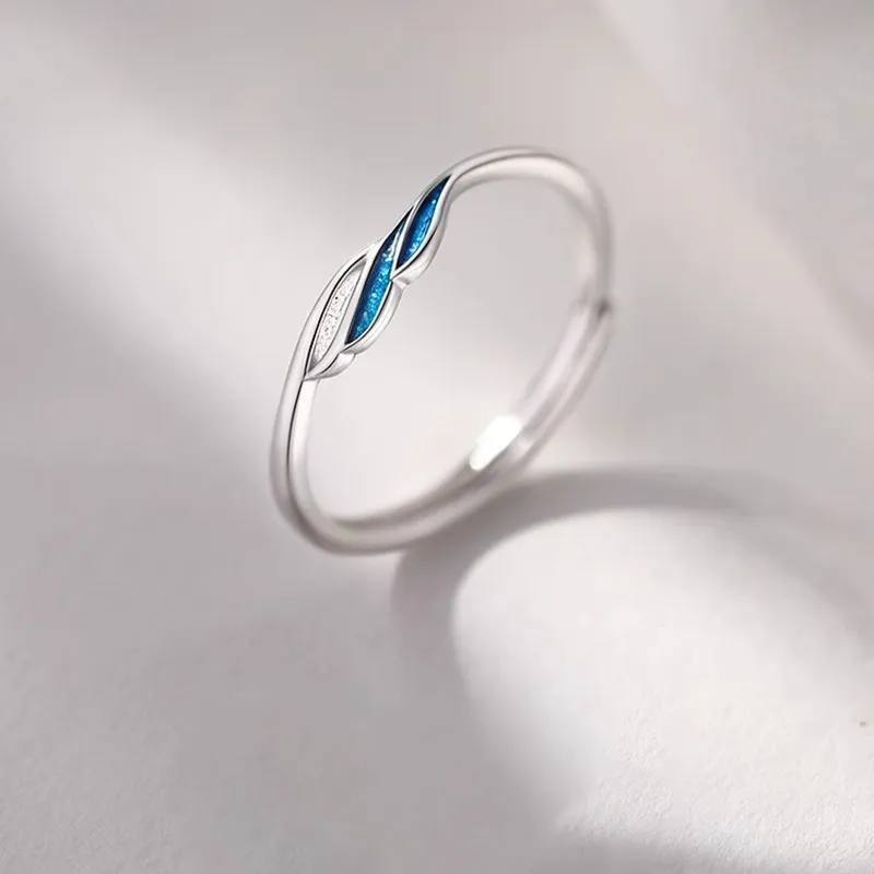 Floating Joy 925 Sterling Silver Oil Drip Rings Unisex Niche Trendy-3