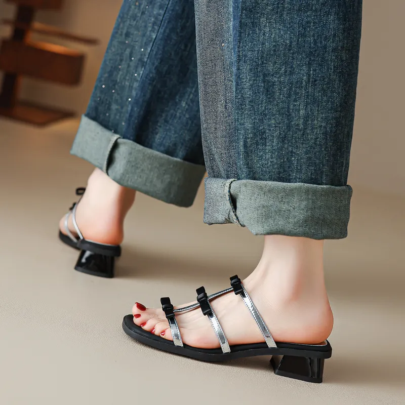 FMM Slide Slippers Women's Silver & Black/Black-1