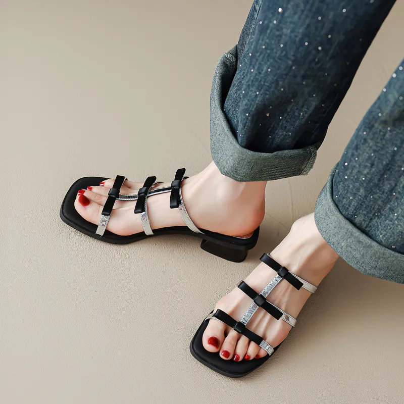 FMM Slide Slippers Women's Silver & Black/Black-2