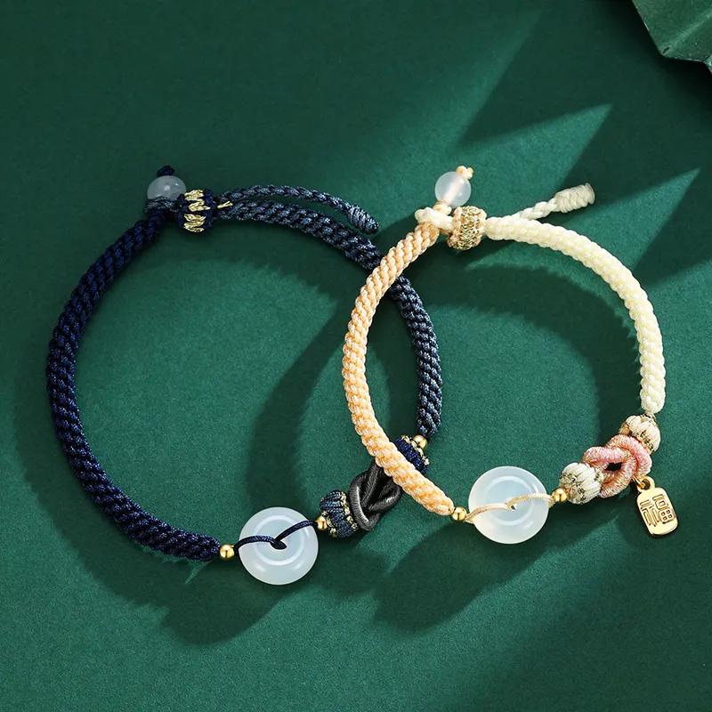 Putuo Mountain People Chalcedony Jade Bracelets Unisex-6