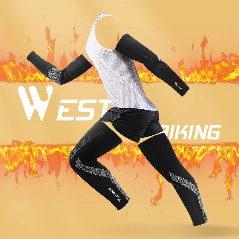 WEST BIKING Riding Equipment Cycling Arm Warmers Fall And Winter Outdoor Unisex Polyester Elastane Black-2