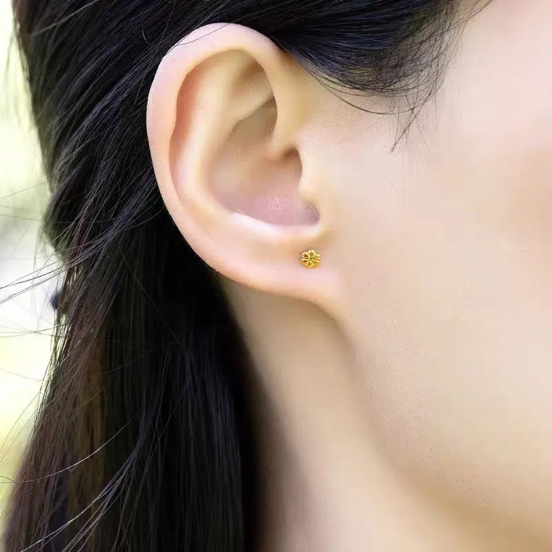 Kim Heng Hee 18K Gold Stud Earrings Women's-4