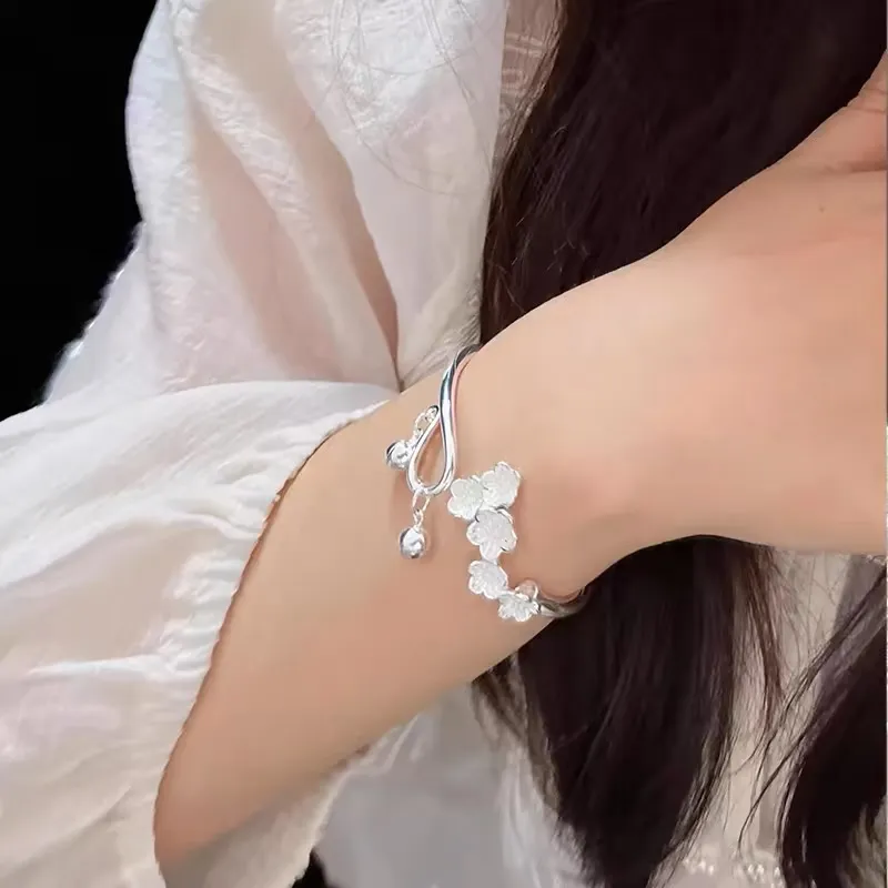 Kim Heng Hee S999 Fine Silver New Chinese Style Small Circulated Advanced Versatile Bangle Women's-3