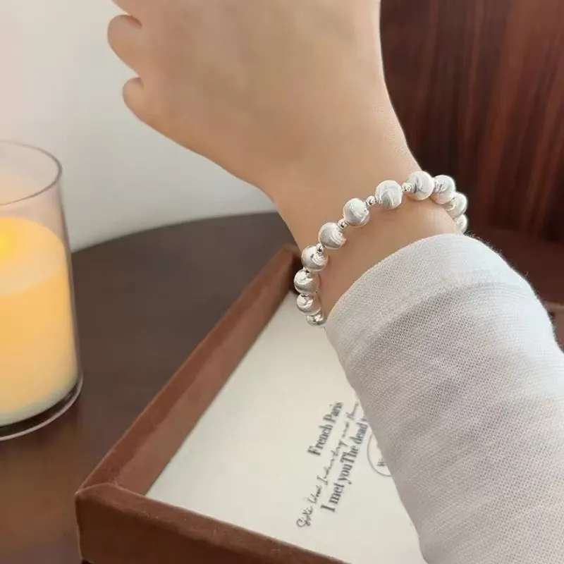 Kim Heng Hee S 990 Silver Instagram Style Minimalist And Versatile Wristband Women's-3
