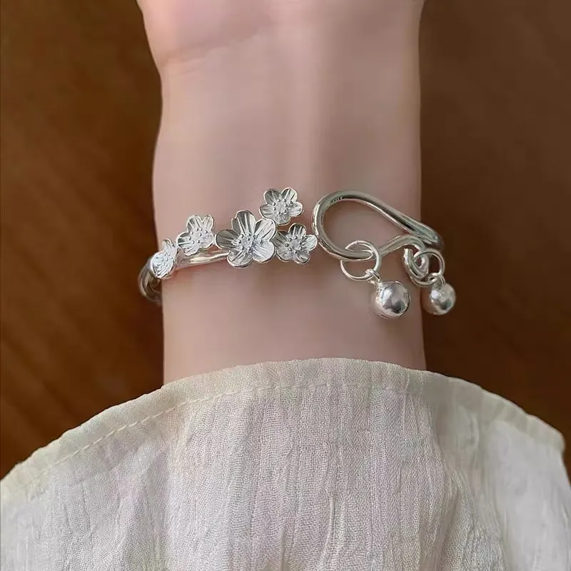 Kim Heng Hee S999 Fine Silver New Chinese Style Small Circulated Advanced Versatile Bangle Women's-2