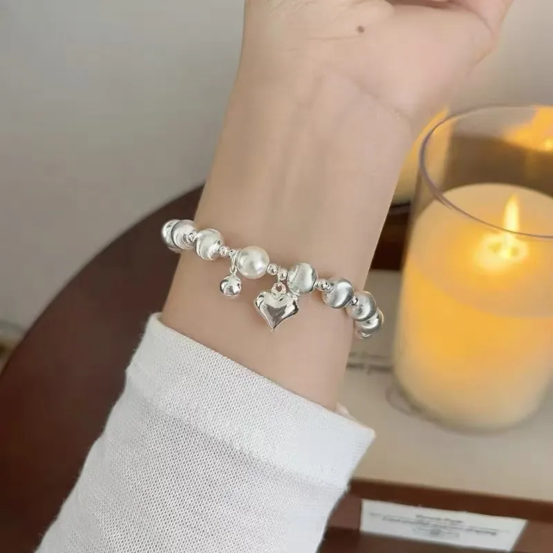 Kim Heng Hee S 990 Silver Instagram Style Minimalist And Versatile Wristband Women's-4