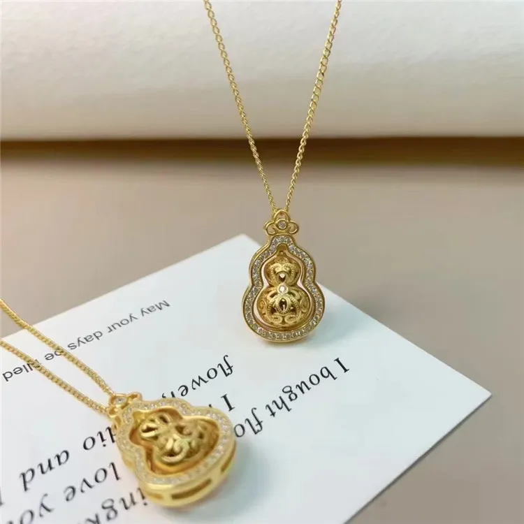 Kim Heng Hee S925 Silver With Zircon Necklaces Women's Gold-2