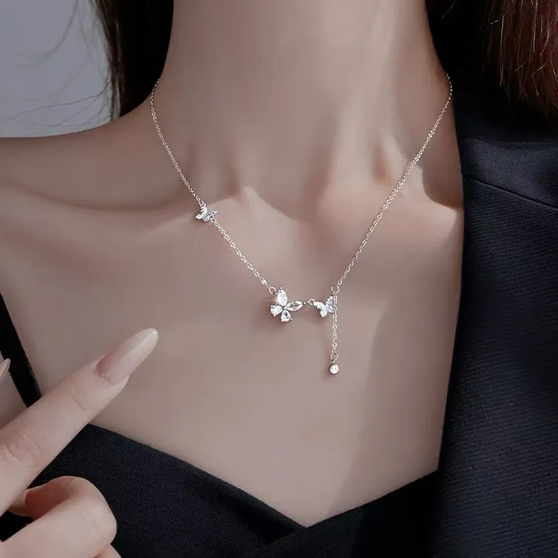 Kim Heng Hee S990 Silver Zircon Necklaces Women's-4
