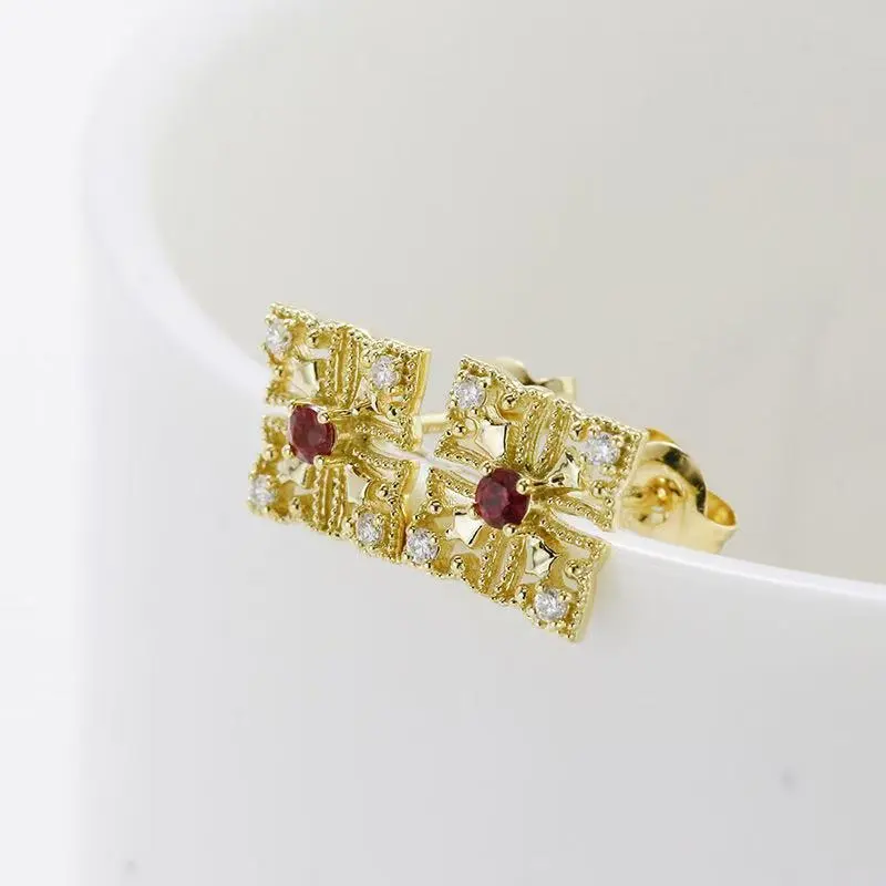 Kim Heng Hee 18K Gold Stud Earrings Women's-3