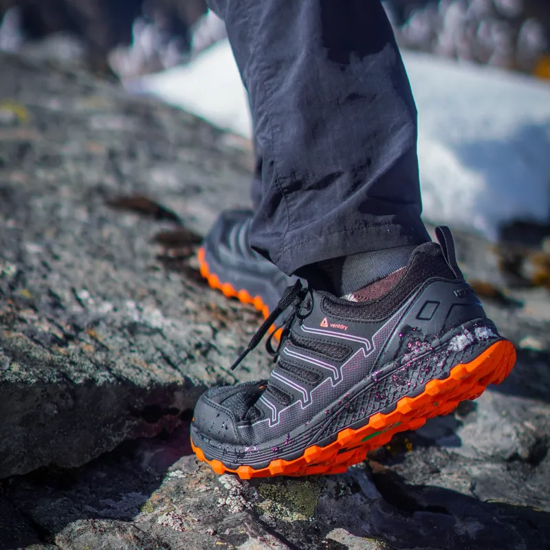 HOT POTATO Wear resistant Lightweight Breathable And Non slip. Low Top Trekking Shoes Unisex Black Orange-6