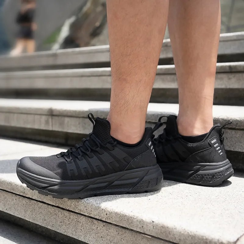 HOT POTATO R19 Slip Resistant Abrasion Resistant Shock Absorbers Low Top Running Shoes Unisex Black-6