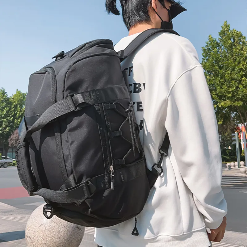 MUYKUY Oxford Hiking Bag Backpack Regular Unisex Light Gray/Black-4