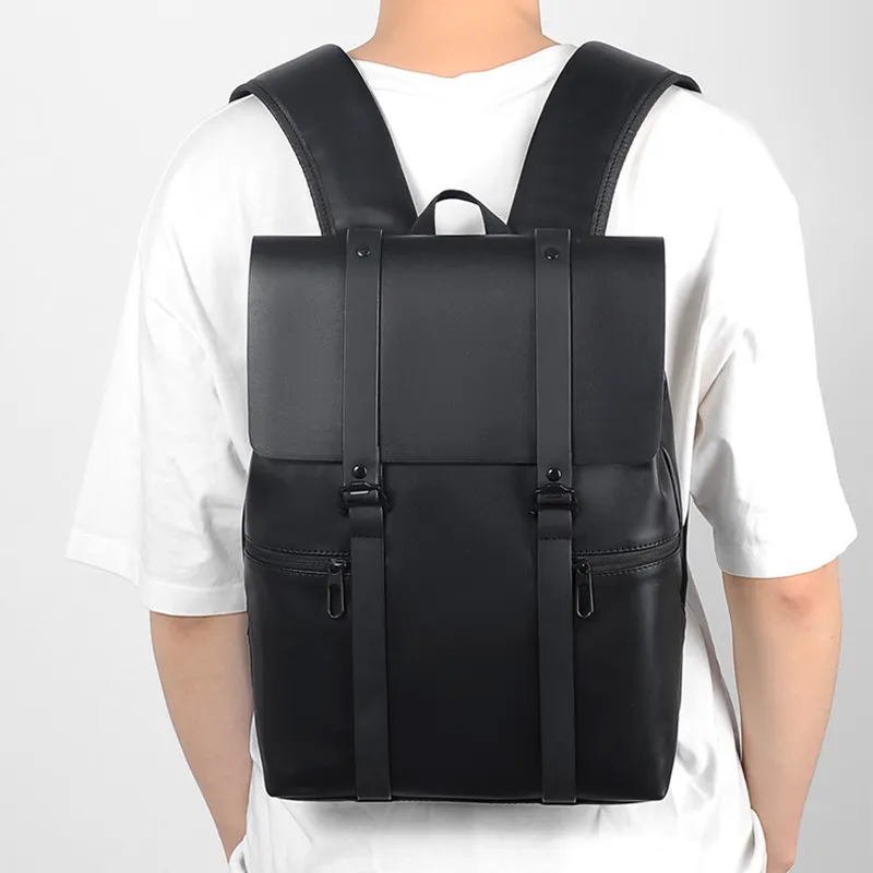 MUYKUY PU Leather Patchwork Backpack Regular Unisex Galaxy Gray/Black-9