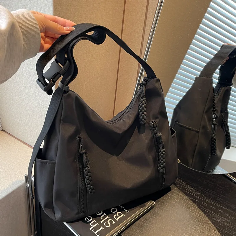 MUYKUY Oxford Shoulder Bag, Crossbody Bag Unisex Black/Ecru-14