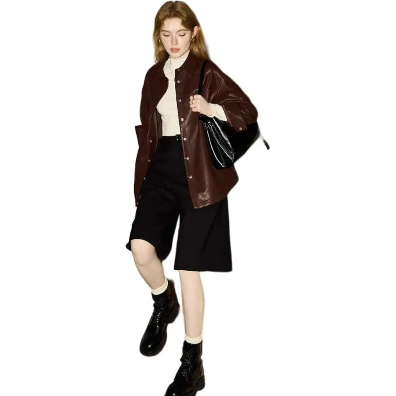 KUHNMARVIN Leather Jacket Women's Rusty Red-2