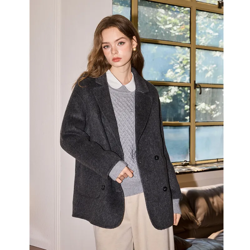 KUHNMARVIN FW24 Velvet feel Coat Women's Ink Wash Gray-5