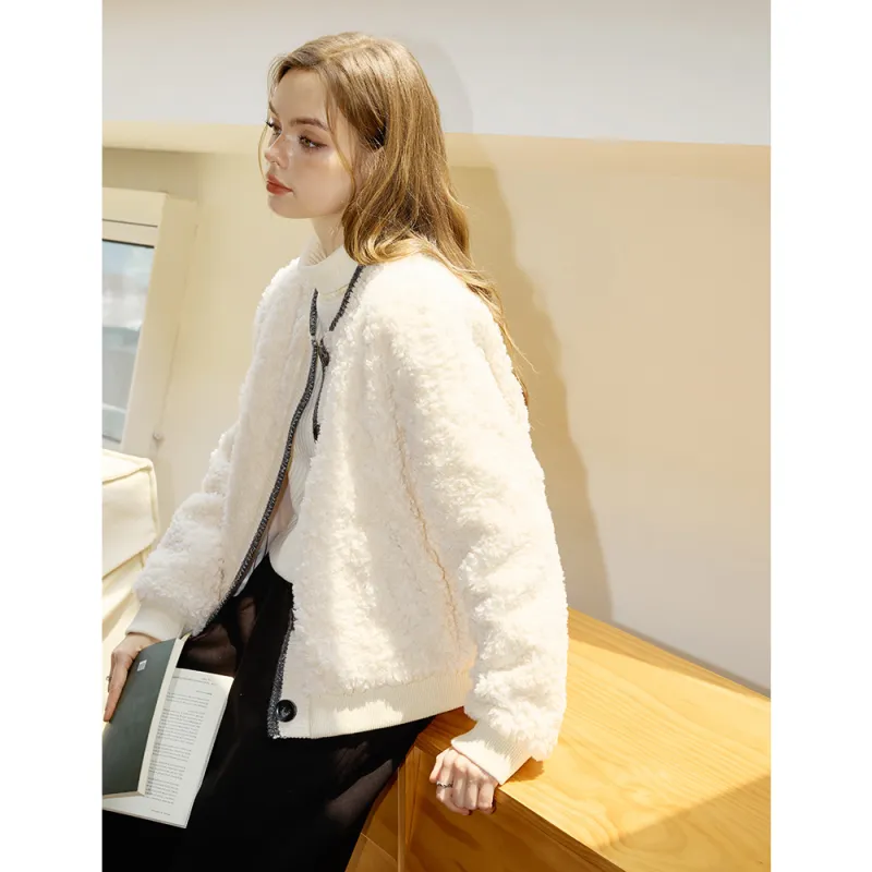 KUHNMARVIN Velvet feel Coat Women's White-4