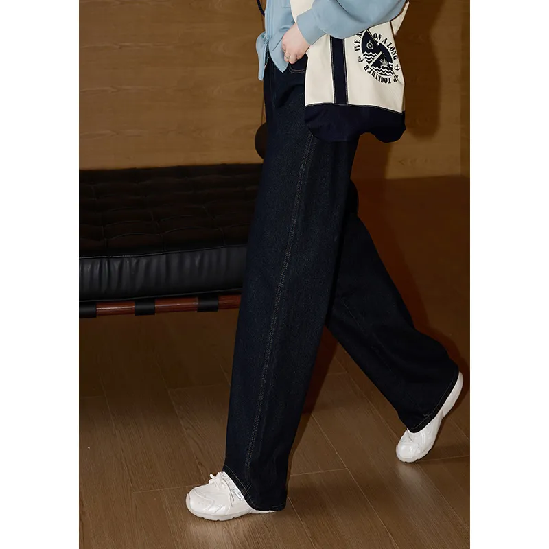 KUHNMARVIN Jeans Women's Blue Slimming Wide Leg Jeans/High Rise Slimming Straight Fit Pants/American Vintage Loose Fit Versatile Casual Pants-3
