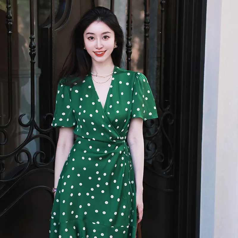 GOELIA Short Sleeved Dress Women's Green-1