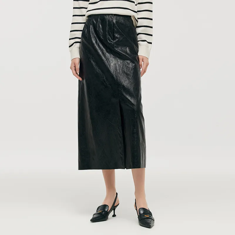 GOELIA Casual Long Skirt Women's Black-3