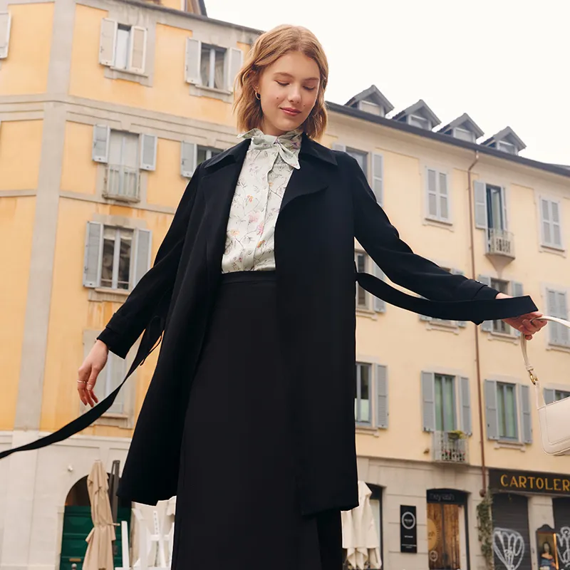 GOELIA Trench Coat Women's Black-3
