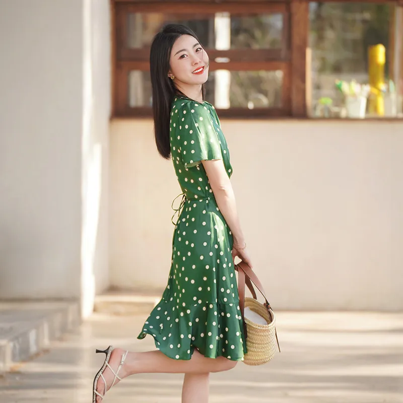 GOELIA Short Sleeved Dress Women's Green-3