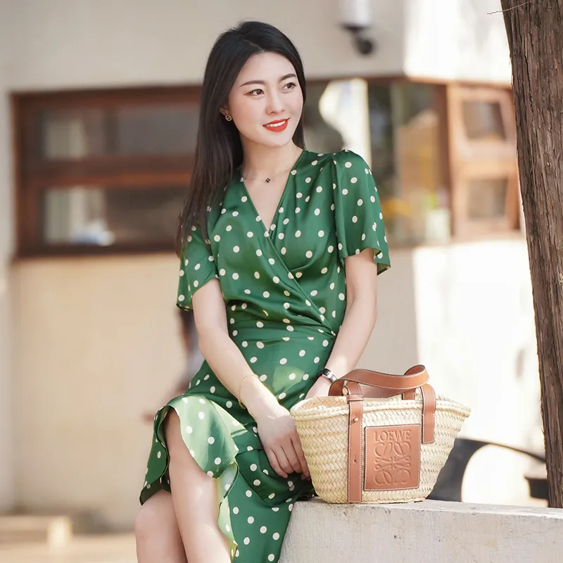 GOELIA Short Sleeved Dress Women's Green-2