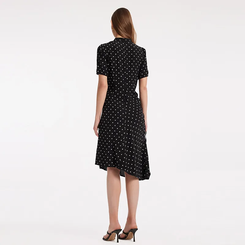 GOELIA Short Sleeved Dresses Women's Black Sole Print-0