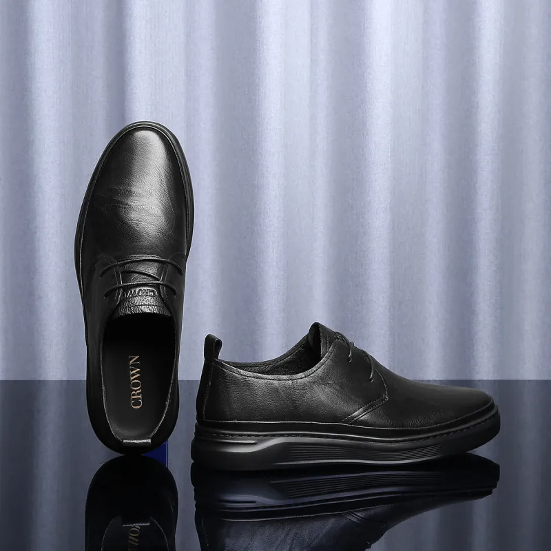CROWN Casual Shoes Men's Black One Yard Larger-5