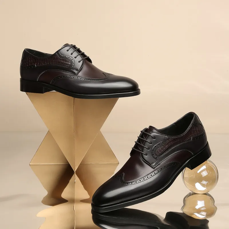 CROWN Dress Shoes Men Low Top Black/Brown-11