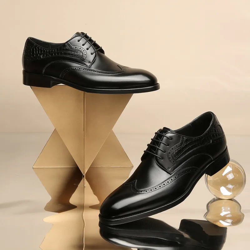 CROWN Dress Shoes Men Low Top Black/Brown-5