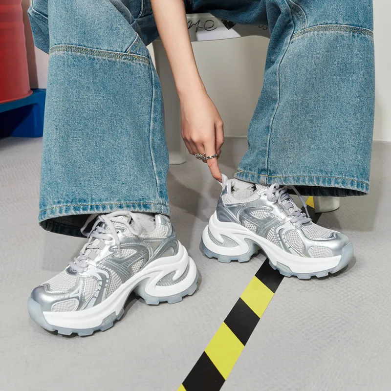 MASOOMAKE Breathable Height Increasing Chunky Sneakers Women's-13