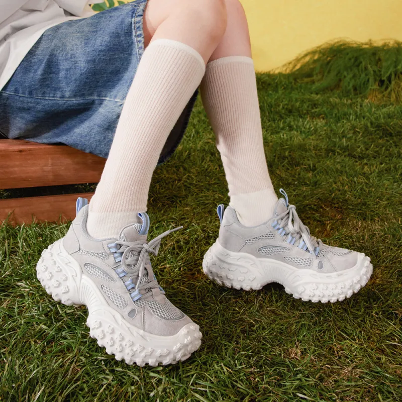 MASOOMAKE Breathable Lightweight Height Increasing Low Top Chunky Sneakers Women's-19