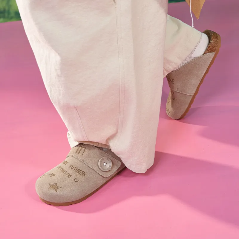 MASOOMAKE Rubber Sole Embroidery Closed Toe Slippers Women's-19