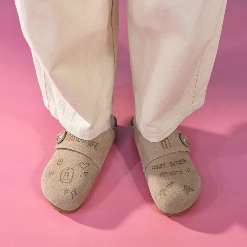 MASOOMAKE Rubber Sole Embroidery Closed Toe Slippers Women's-20