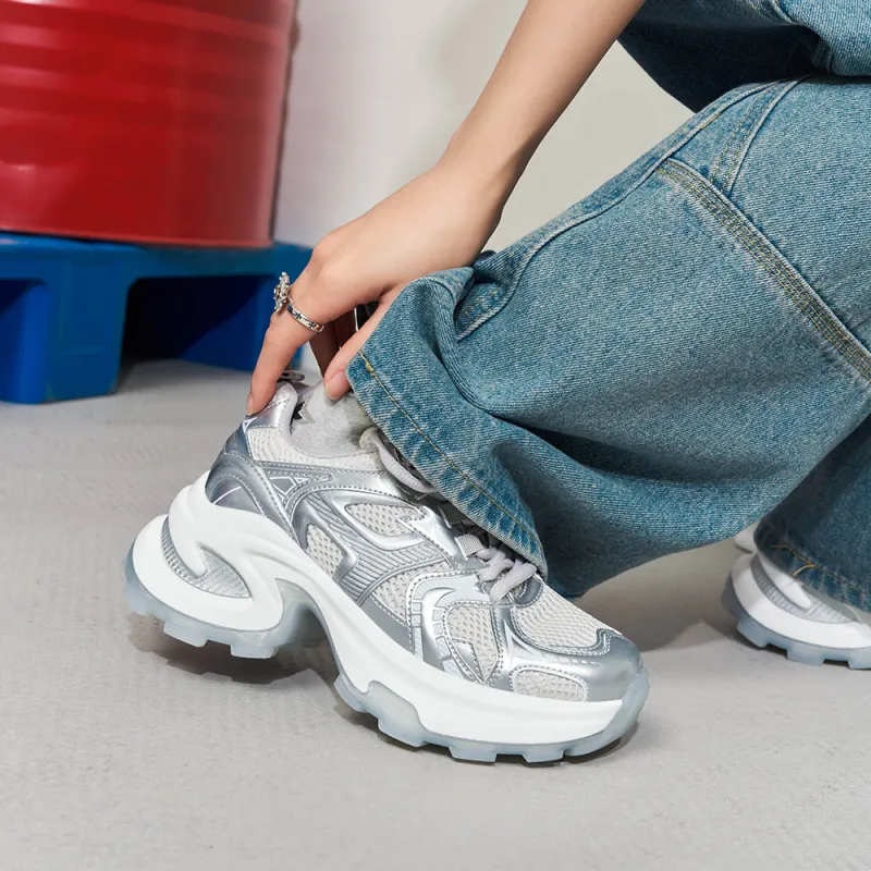 MASOOMAKE Breathable Height Increasing Chunky Sneakers Women's-14