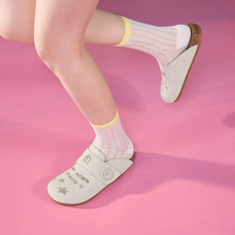 MASOOMAKE Rubber Sole Embroidery Closed Toe Slippers Women's-27