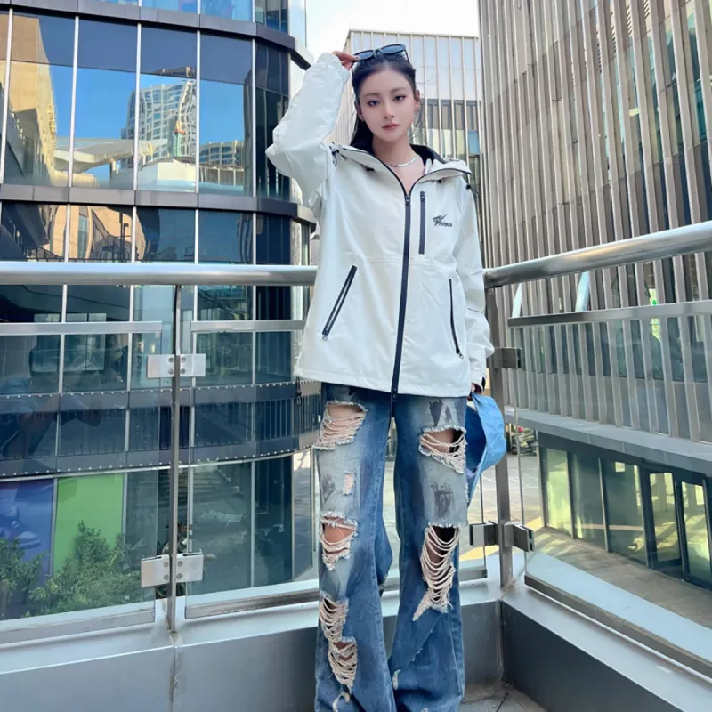 Feiyue Jackets Coats Unisex Glacier White Single Windbreaker Jacket-2
