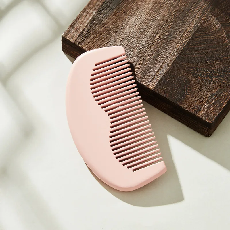 Tujia Compact And Portable Moon Comb Pink Peachwood Comb Massage Shunfa-7