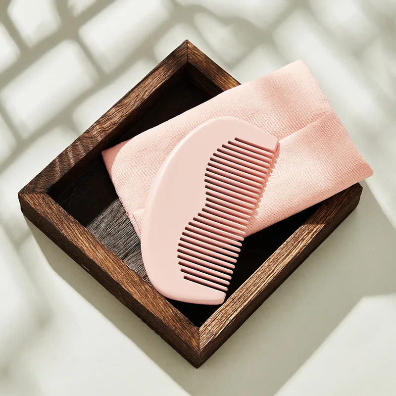 Tujia Compact And Portable Moon Comb Pink Peachwood Comb Massage Shunfa-6