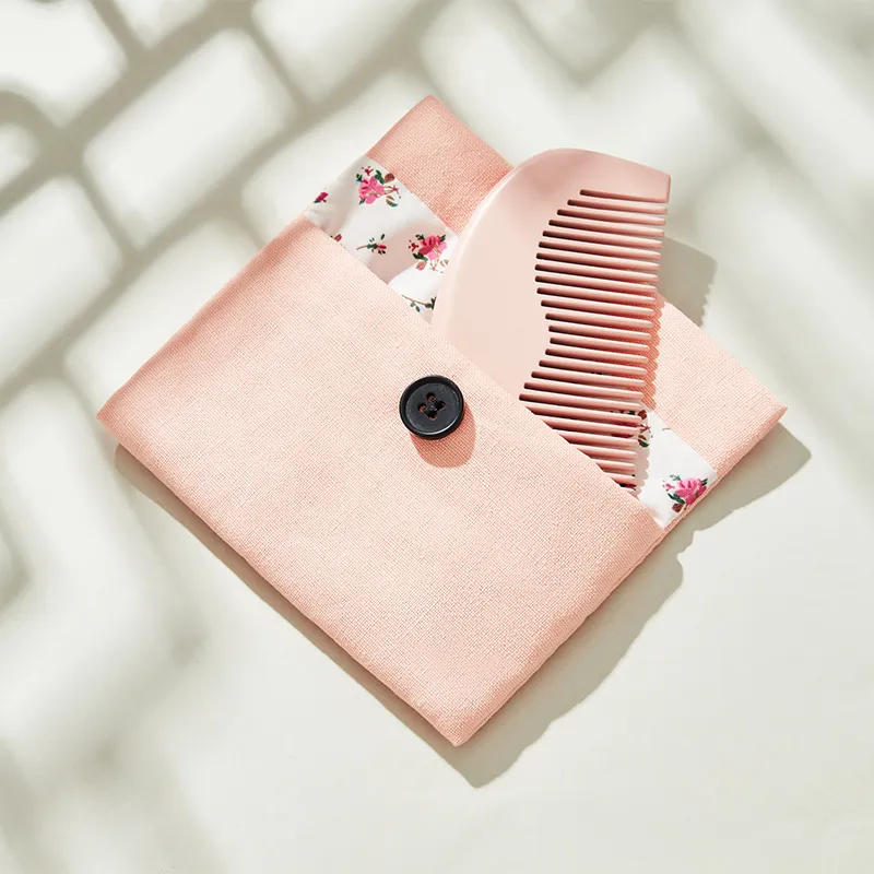 Tujia Compact And Portable Moon Comb Pink Peachwood Comb Massage Shunfa-5