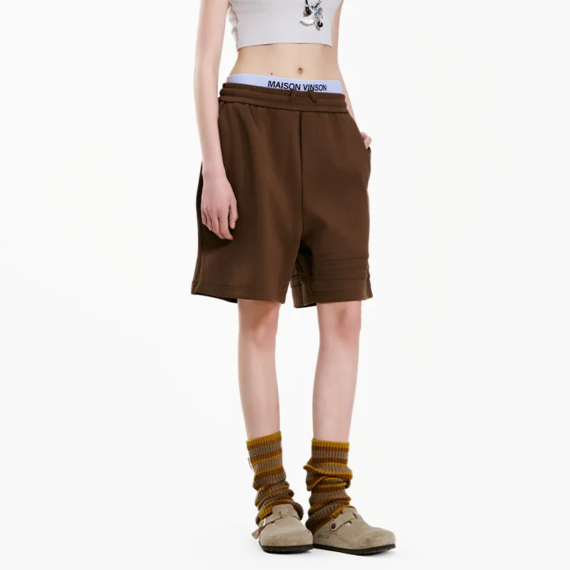 MAISON VINSON Solid Color Sports Casual Shorts Unisex-13