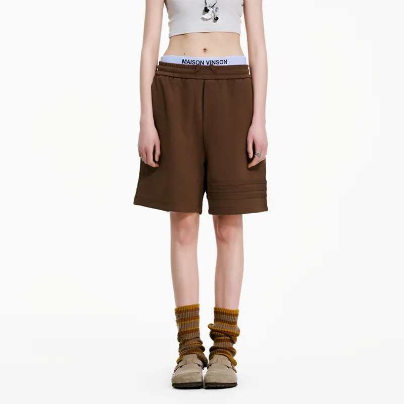 MAISON VINSON Solid Color Sports Casual Shorts Unisex-12