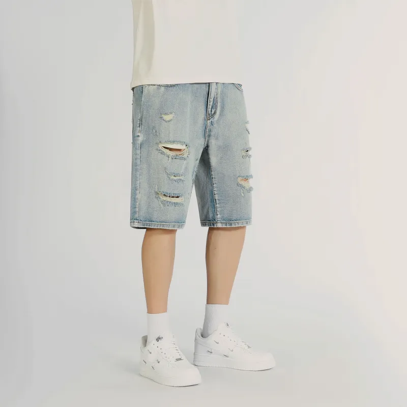 MAISON VINSON Denim Shorts Unisex Light Blue-3