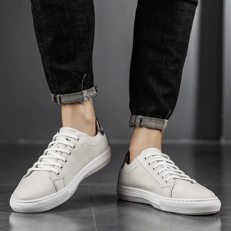 OSITA RED Anti-Slip Wear-Resistant Low-Top Skateboard Shoes Men's White-3