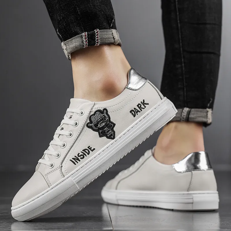 OSITA RED Anti-Slip Wear-Resistant Low-Top Skateboard Shoes Men's White-4