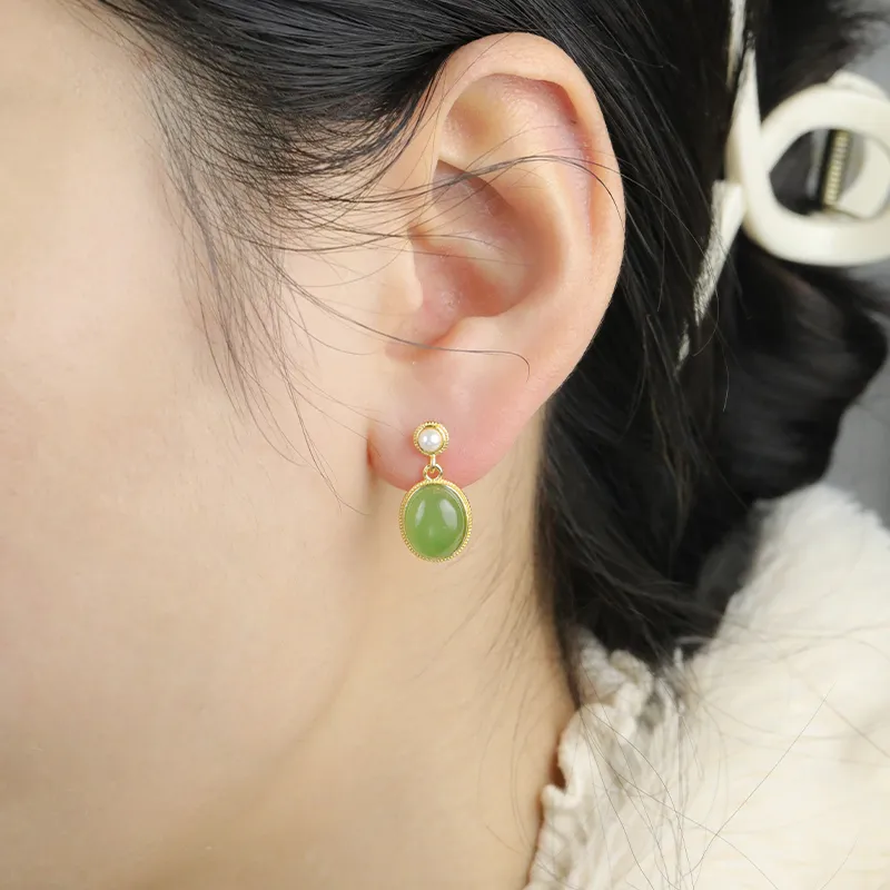 HENGTAIZHUBAO Earrings Jasper Women's-4