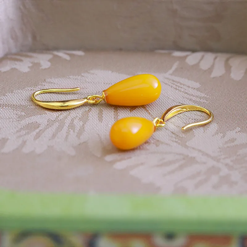 Heng Tai Jewelry S925 Silver Beeswax Earrings Women's-2