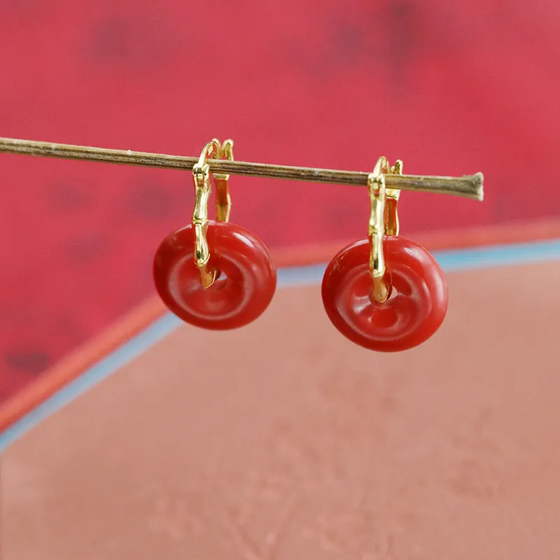 Heng Tai Jewelry Cinnabar Earrings Women's-1