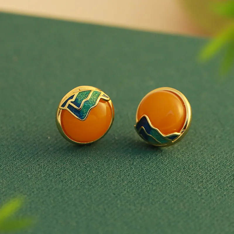 Heng Tai Jewelry Amber/Beeswax Stud Earrings Women's-4
